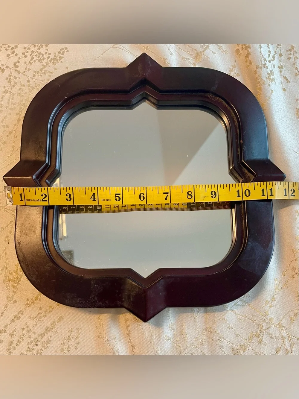 Glitzhome Dark Wavy Wood Triple Frame Mirrors Scalloped Wall Mirror - Set of 3